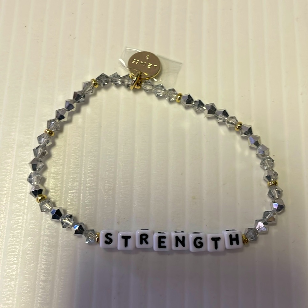 Little Words Project Strength Bracelet- Gray Crystals